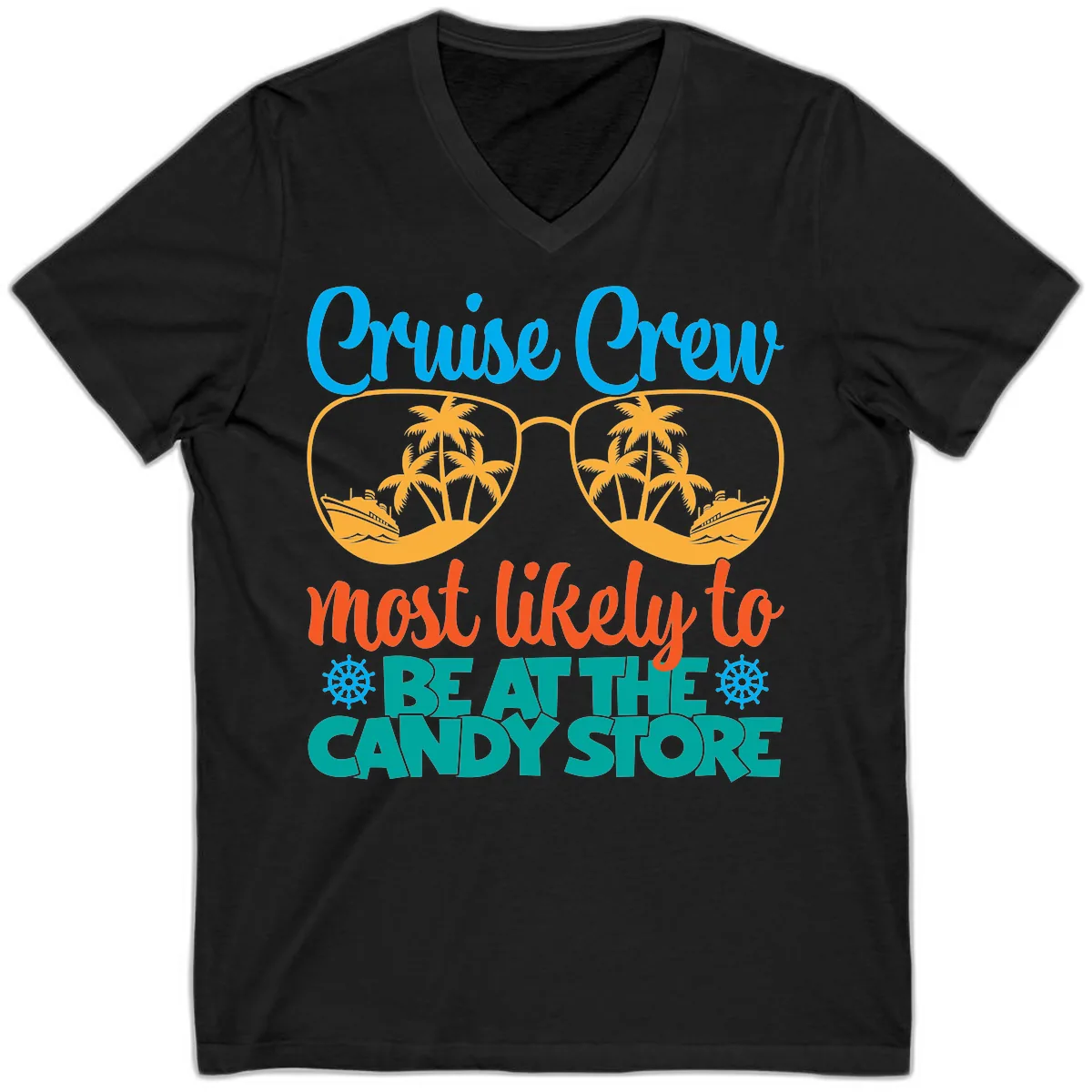 Cruise Crew Most Likely To Breathe Candy Store V-Neck in Black