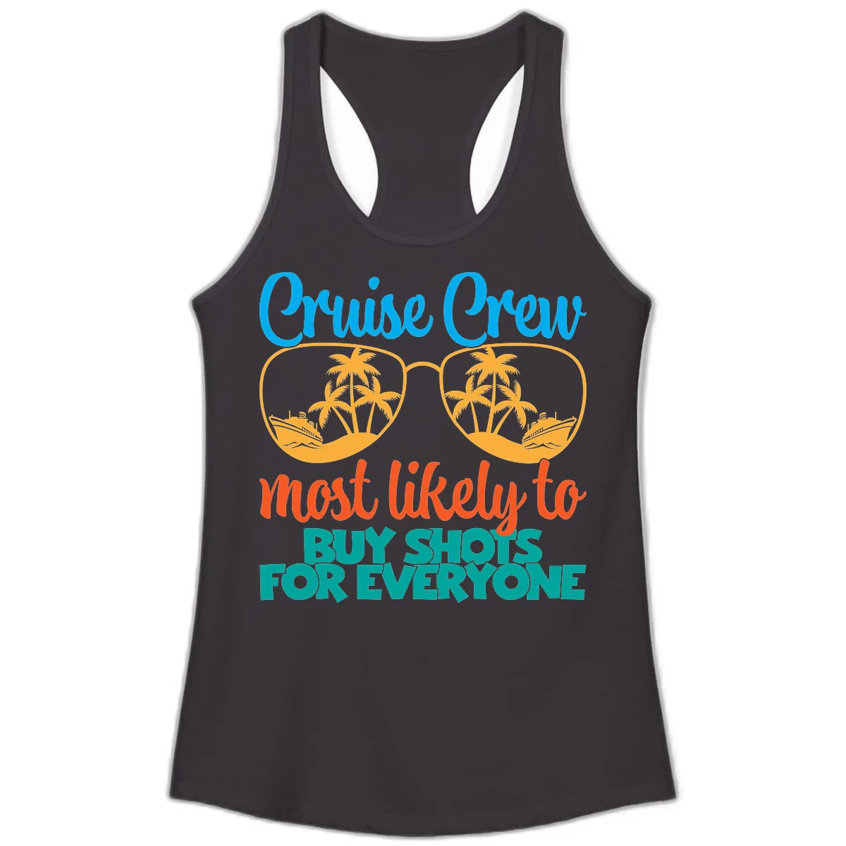 Cruise Crew Most Likely To Buy Shots Ladies Tank in Black