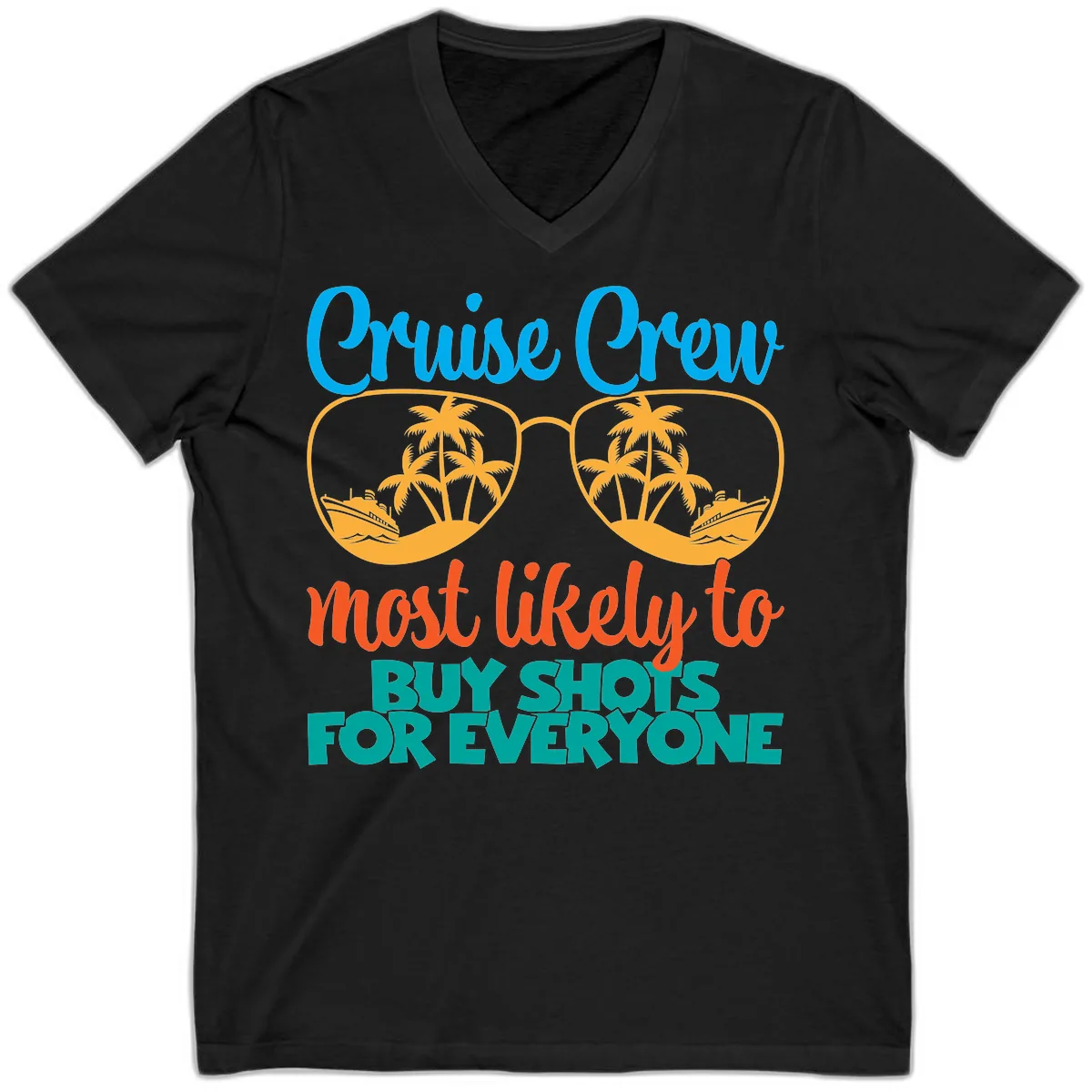 Cruise Crew Most Likely To Buy Shots V-Neck in Black