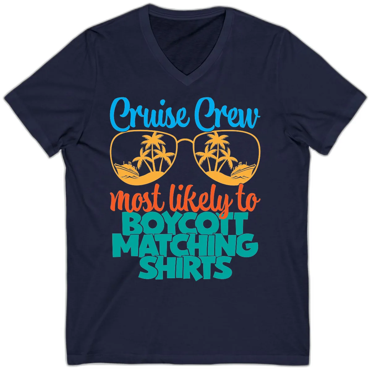 Cruise Crew Most Likely To Boycott Matching V-Neck in Navy