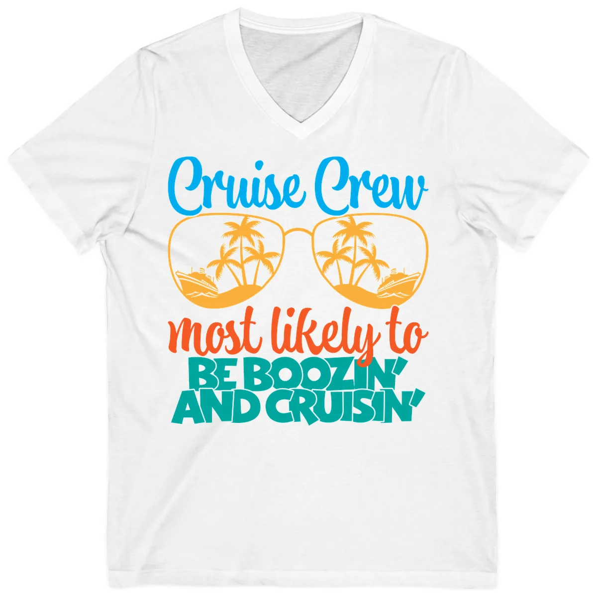 Cruise Crew Most Likely to be Boozing V-Neck in White