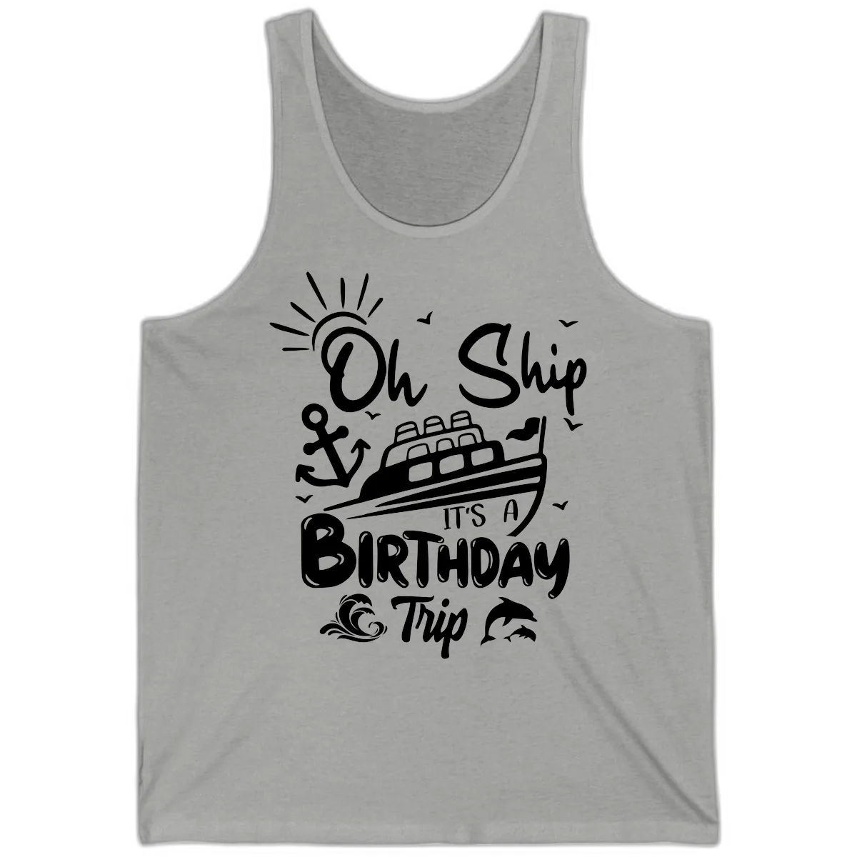Oh Ship It's A Birthday Trip Tank in Athletic Heather