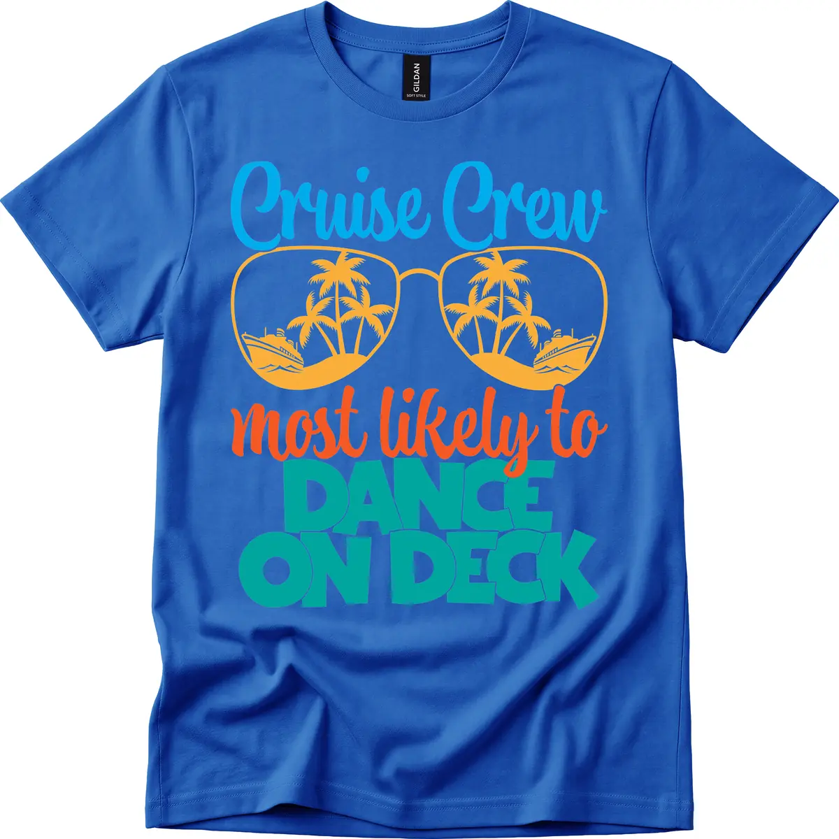 Cruise Crew Most Likely To Dance On Deck T-Shirt in Royal