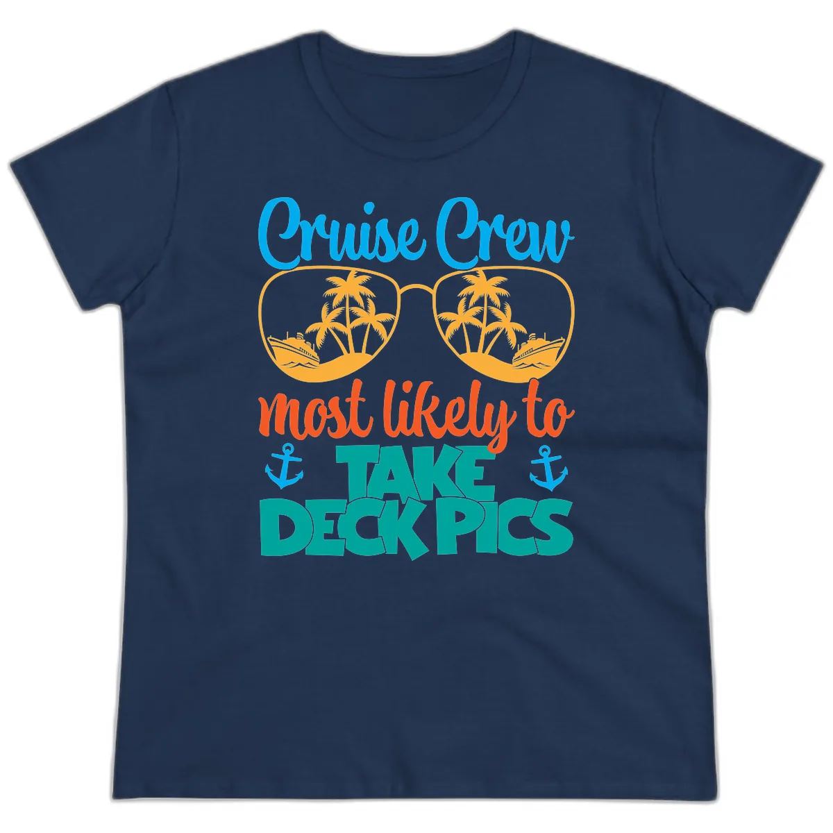 Cruise Crew What Likely To Take Deckpics Ladies Tee in Navy