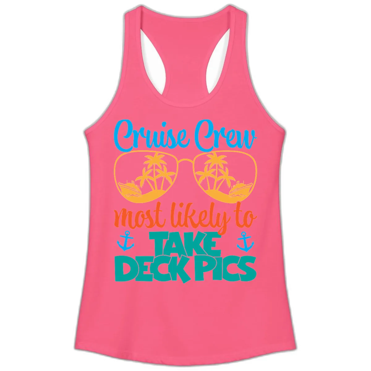Cruise Crew What Likely To Take Deckpics Ladies Tank in Solid Hot Pink