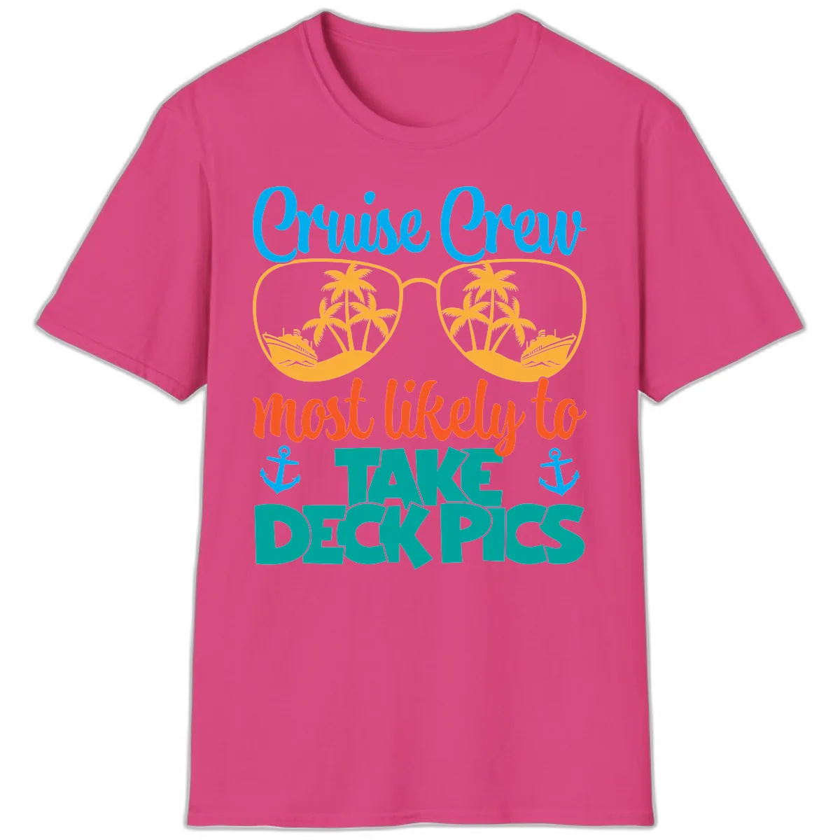 Cruise Crew What Likely To Take Deckpics T-Shirt in Heliconia