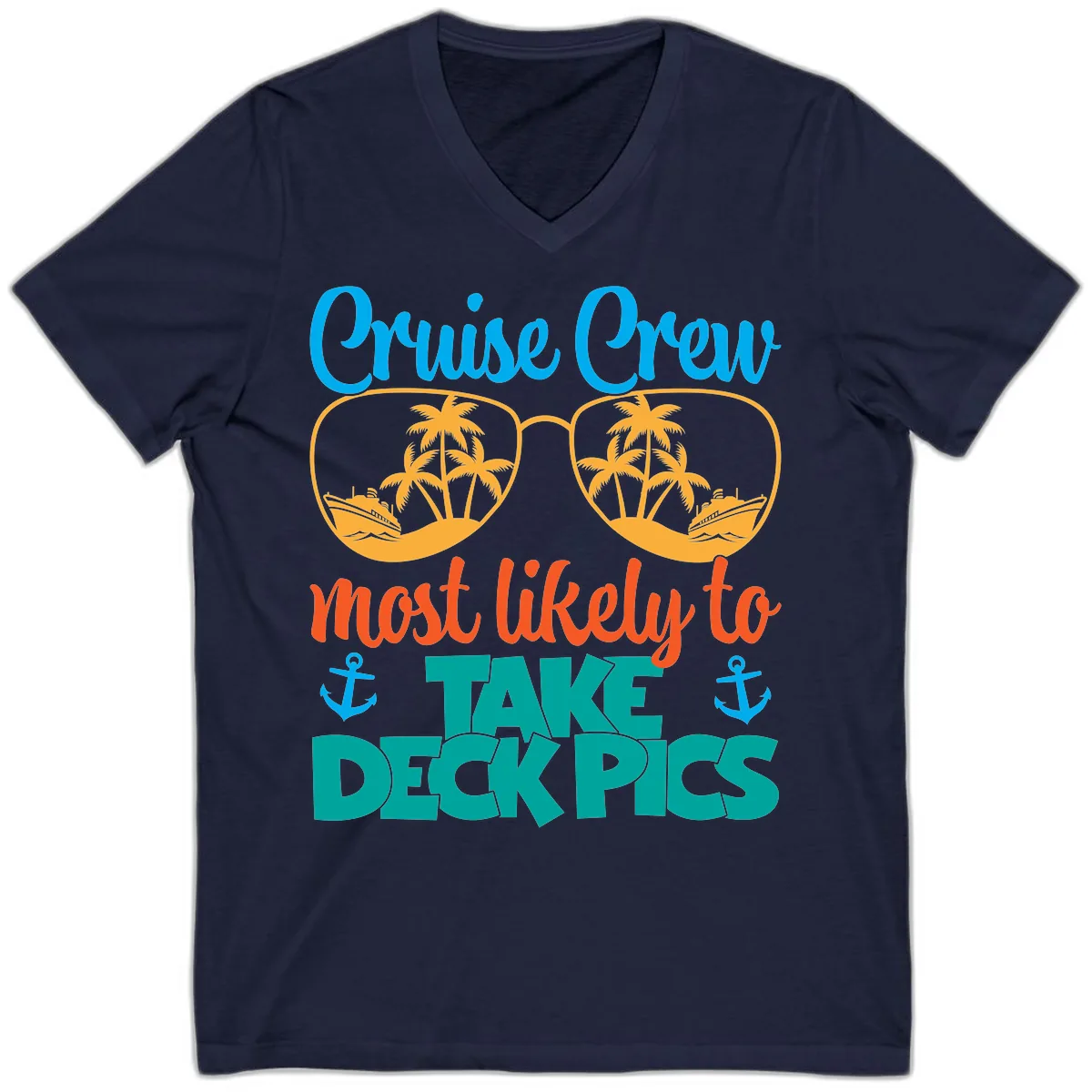 Cruise Crew What Likely To Take Deckpics V-Neck in Navy