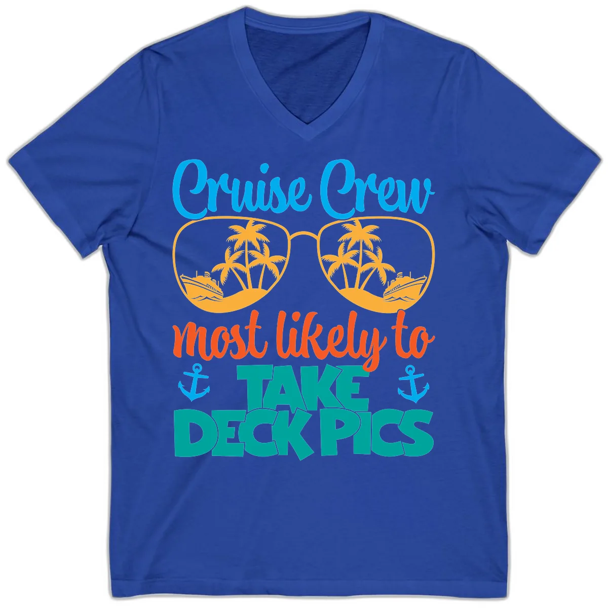 Cruise Crew What Likely To Take Deckpics V-Neck in True Royal