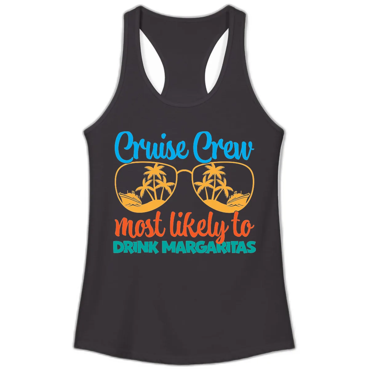 Cruise Crew Most Likely To Drink Margaritas Ladies Tank in Black