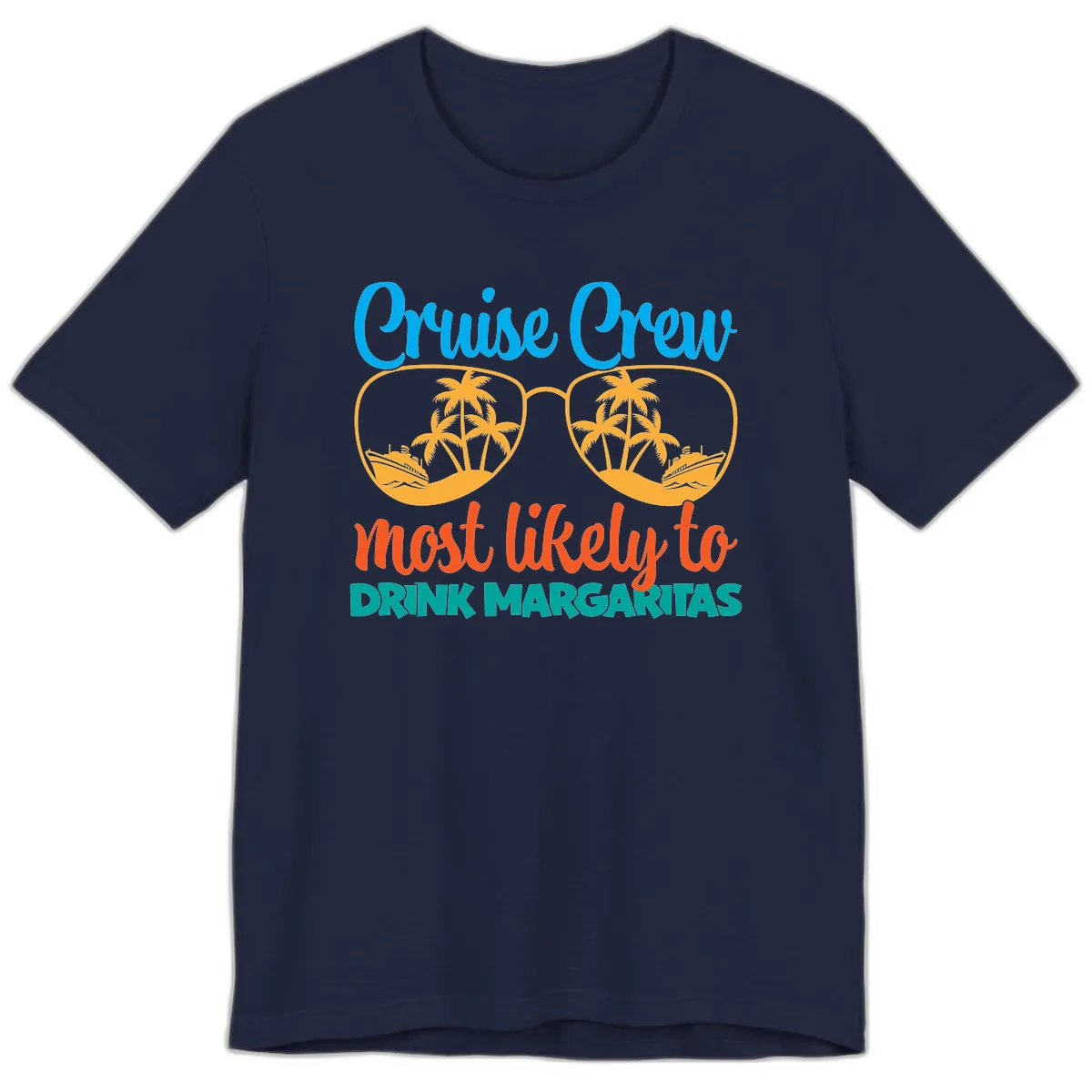 Cruise Crew Most Likely To Drink Margaritas Premium T-Shirt in Navy