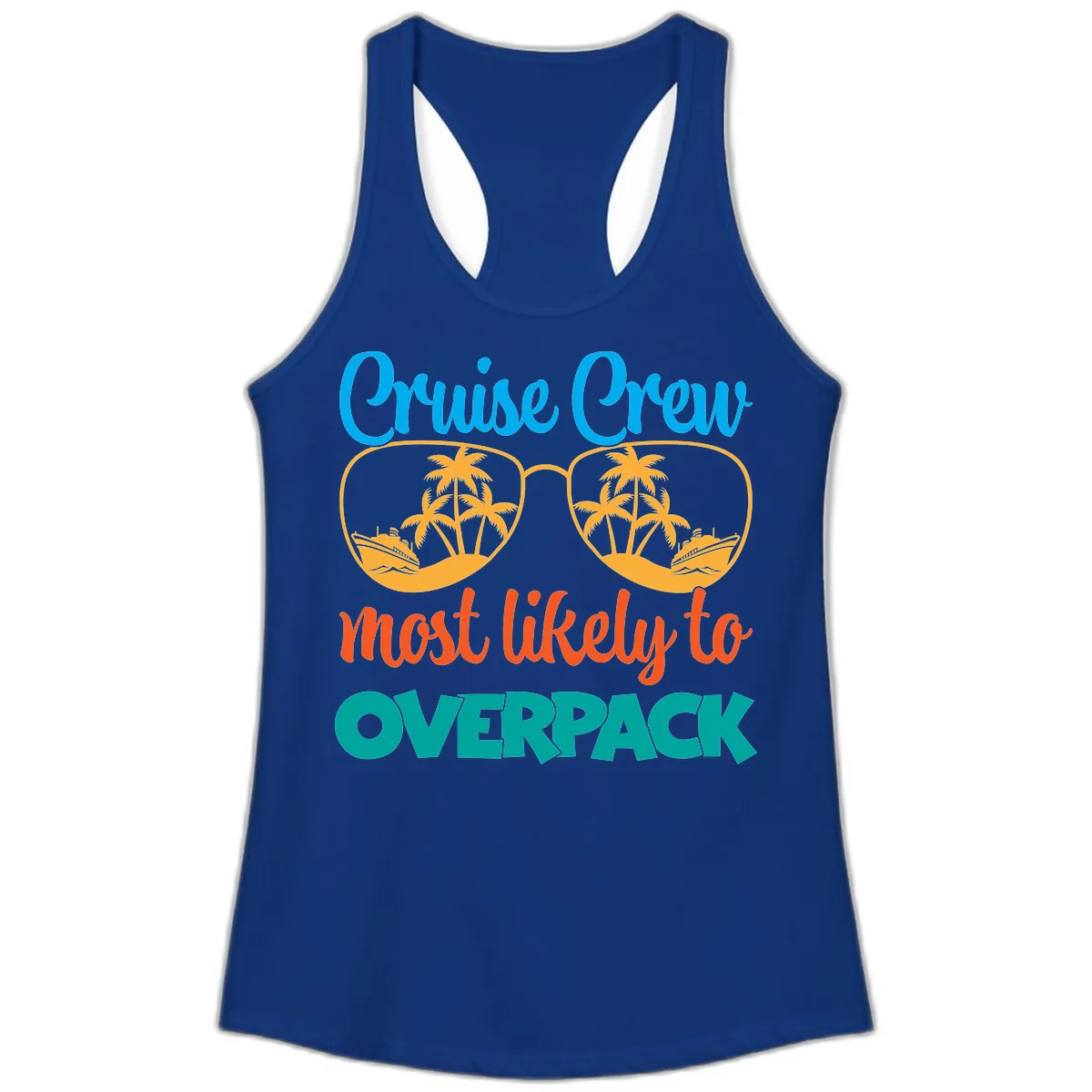 Cruise Crew Most Likely To Overpack Ladies Tank in Solid Royal