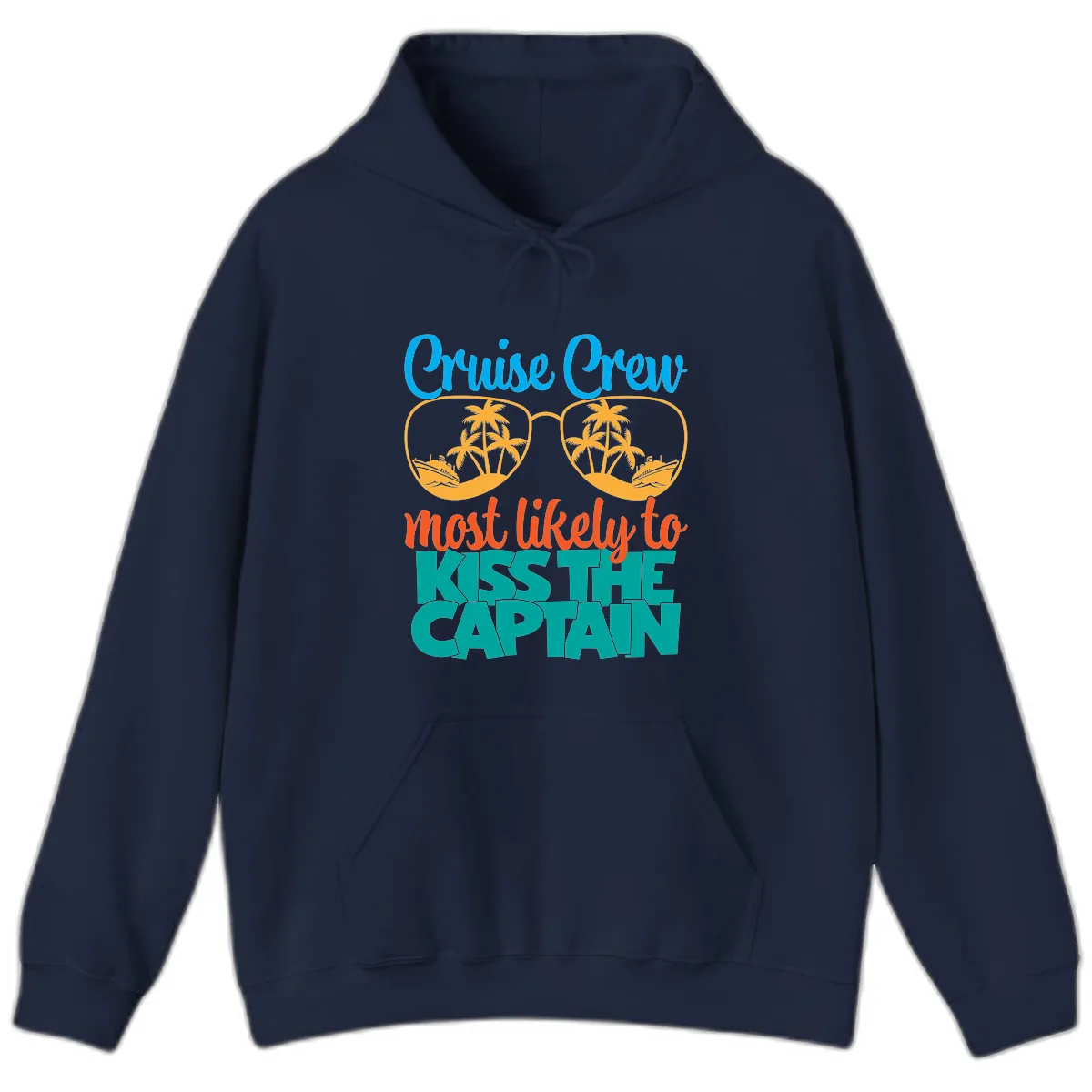Cruise Crew Most Likely To Kiss The Captain Hoodie in Navy