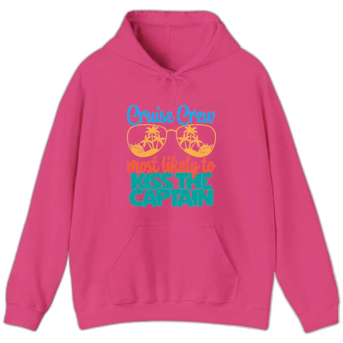 Cruise Crew Most Likely To Kiss The Captain Hoodie in Heliconia