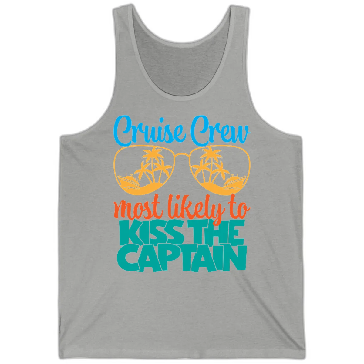Cruise Crew Most Likely To Kiss The Captain Tank in Athletic Heather
