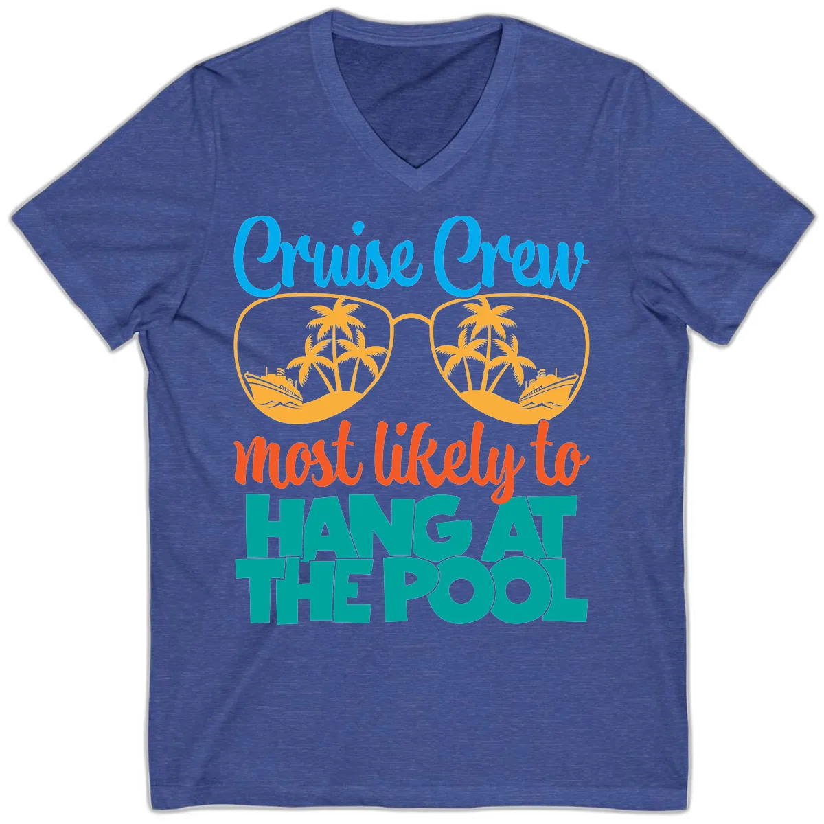 Cruise Crew What Likely To Hang At The Pool V-Neck in Heather True Royal