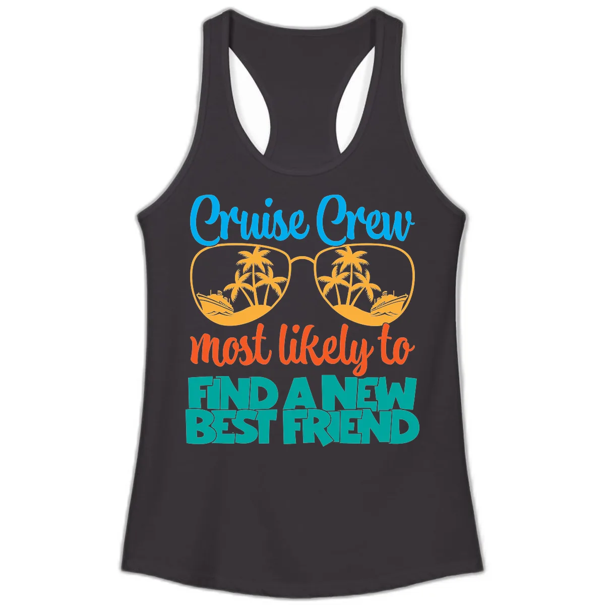 Cruise Crew Most Likely to Find a New Best Friend Ladies Tank in Black
