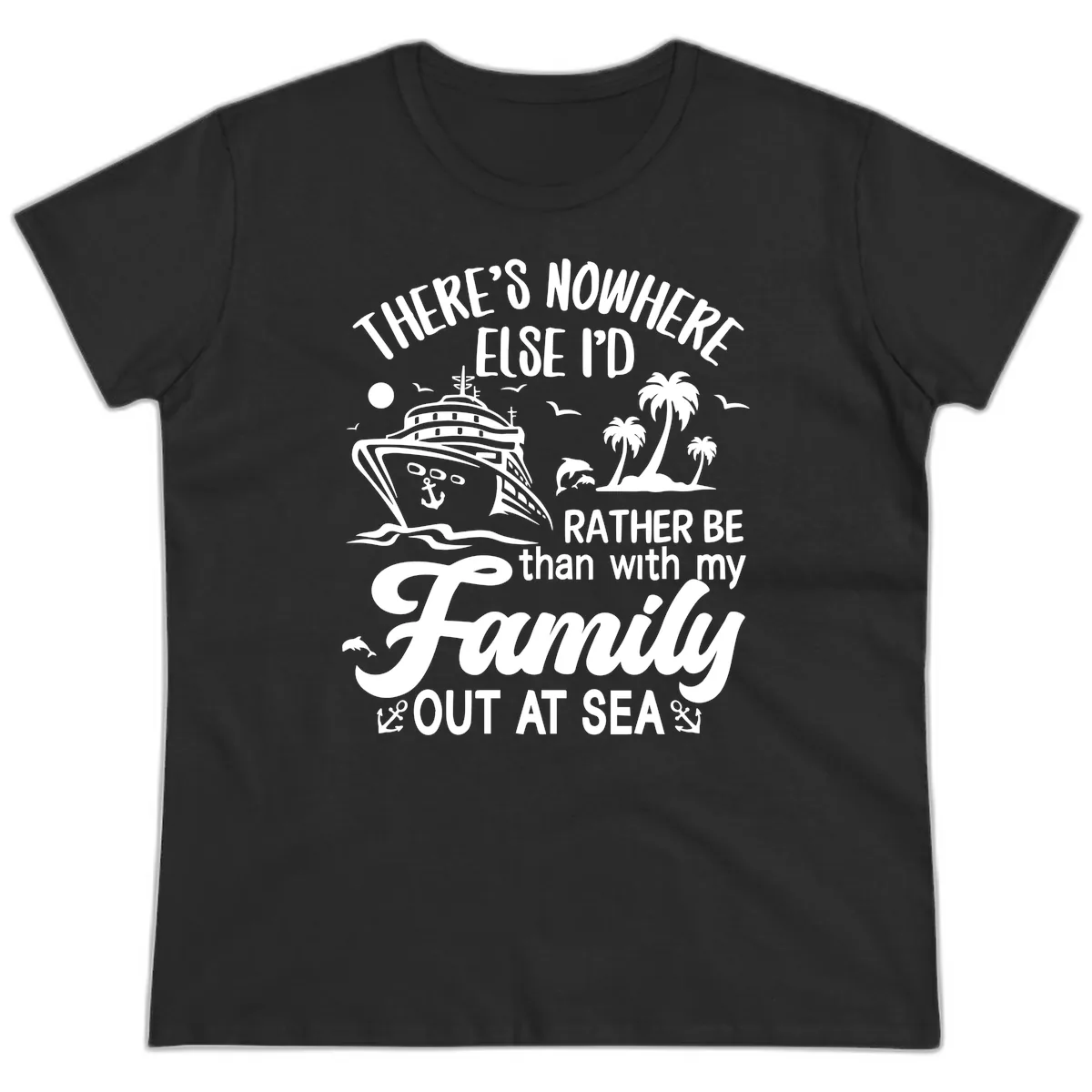 Rather Be Out At Sea Ladies Tee in Black