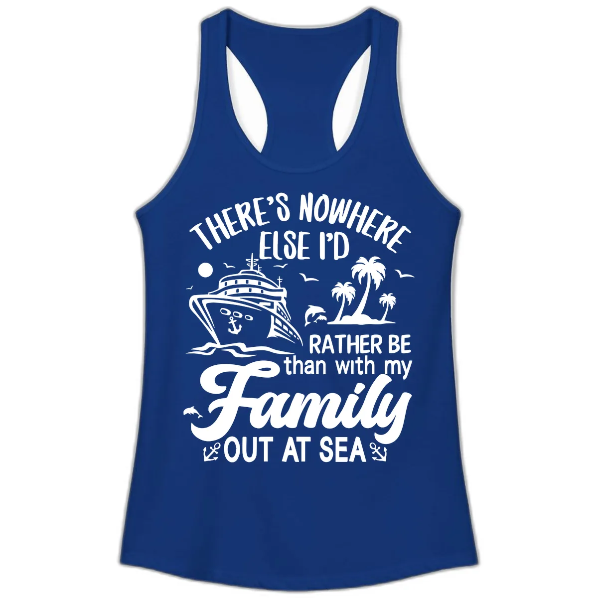 Rather Be Out At Sea Ladies Tank in Solid Royal