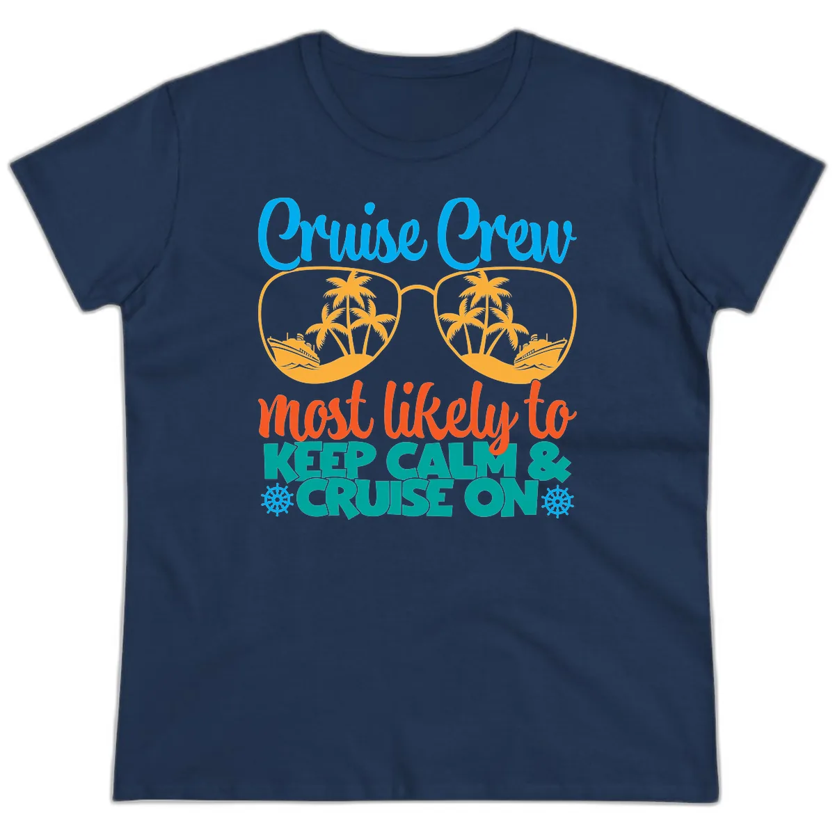 Cruise Crew Most Likely To Keep Calm Ladies Tee in Navy