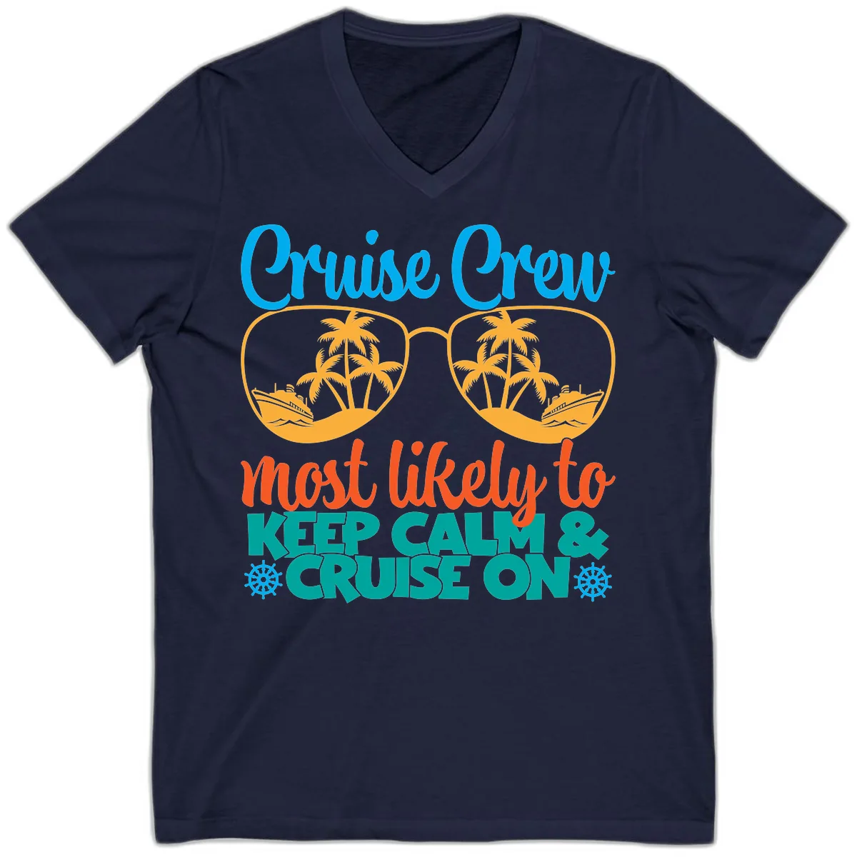 Cruise Crew Most Likely To Keep Calm V-Neck in Navy