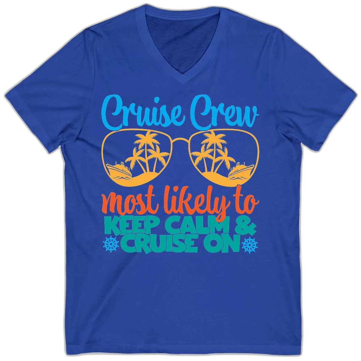 Cruise Crew Most Likely To Keep Calm V-Neck in True Royal