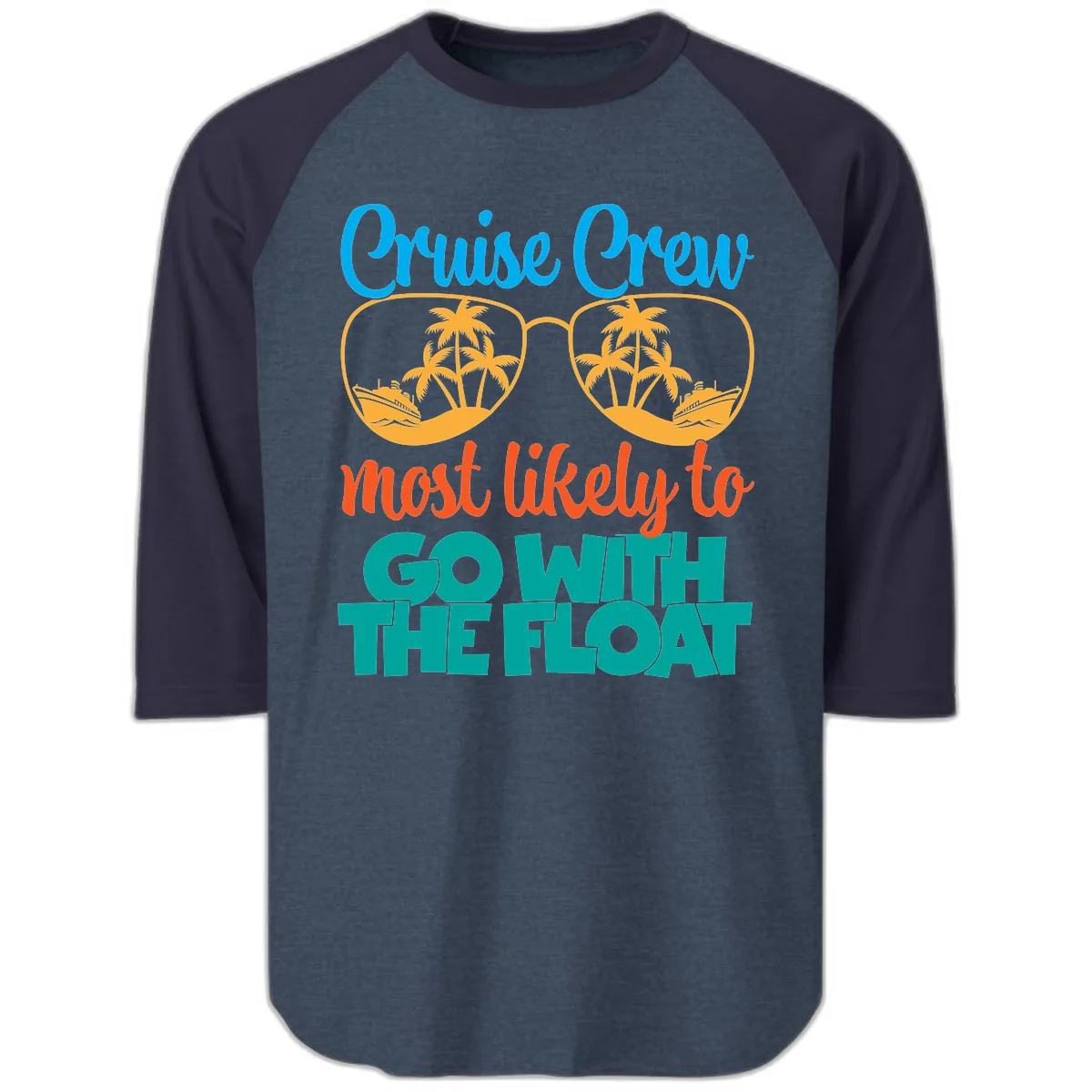 Cruise Crew Most Likely To Go With The Float Raglan 3/4 in Heather Denim Navy