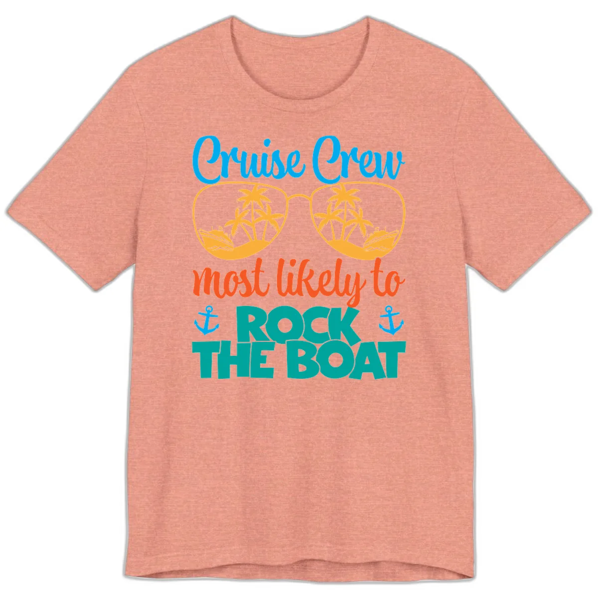 Cruise Crew Most Likely To Rock The Boat Premium T-Shirt in Heather Sunset