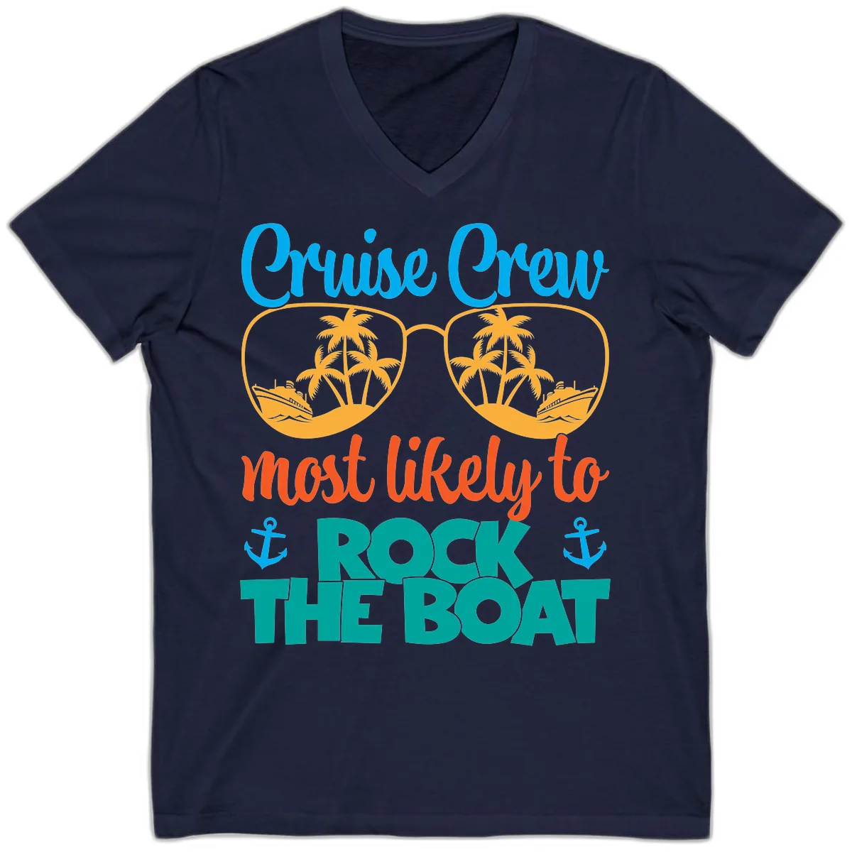 Cruise Crew Most Likely To Rock The Boat V-Neck in Navy