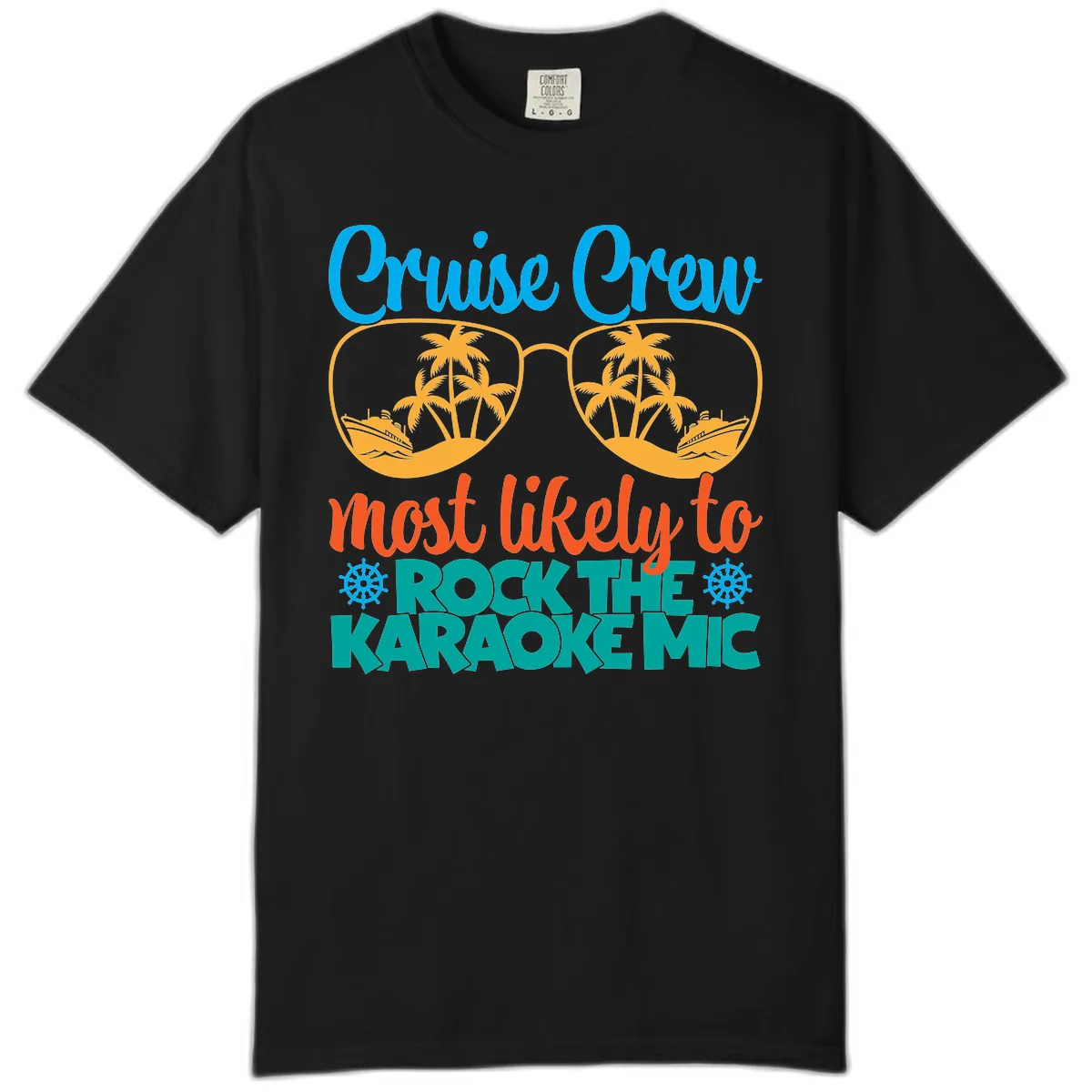 Cruise Crew Most Likely To Rock The Karaoke Mic Comfort Color in Black