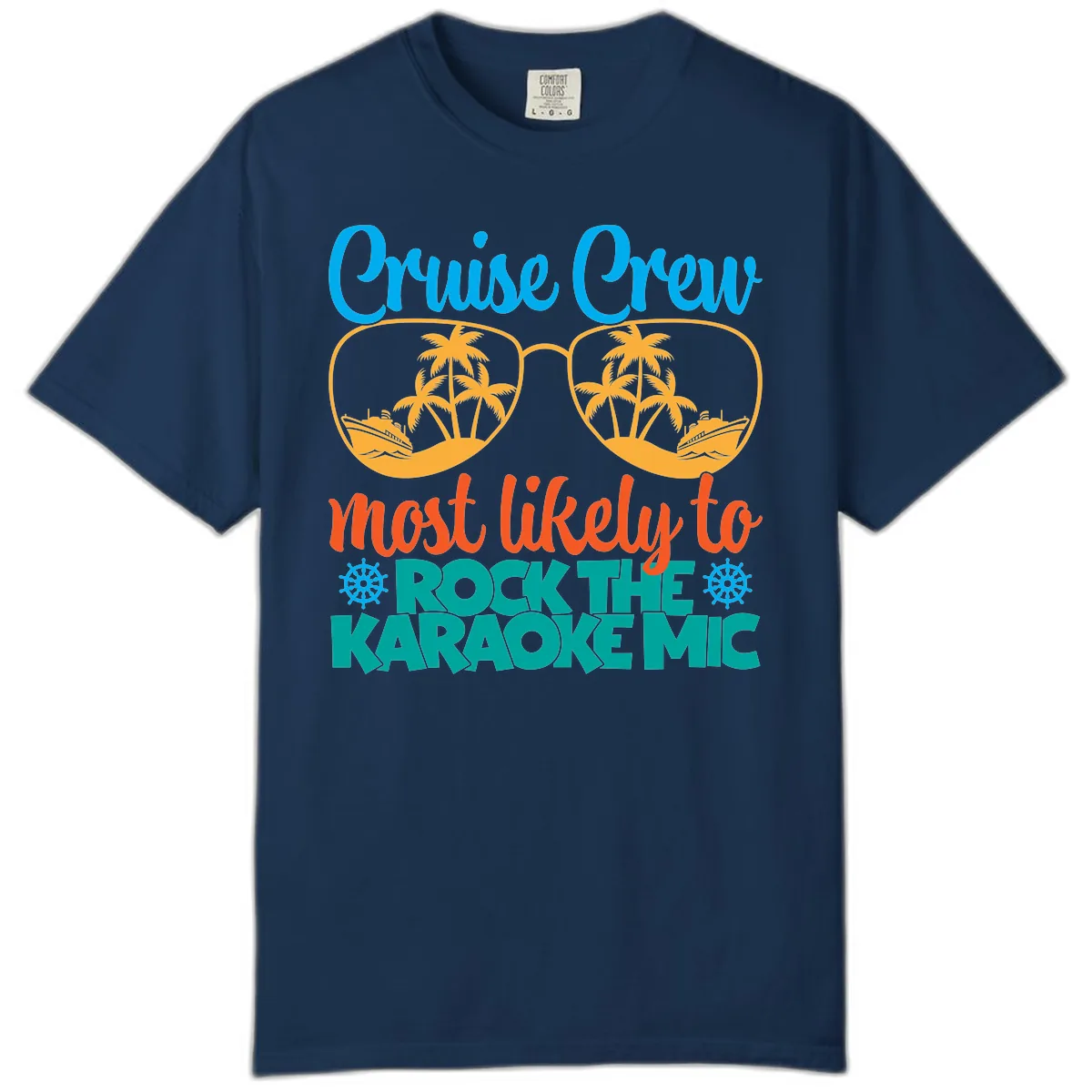 Cruise Crew Most Likely To Rock The Karaoke Mic Comfort Color in Navy