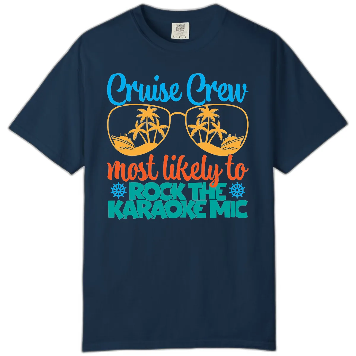 Cruise Crew Most Likely To Rock The Karaoke Mic Comfort Color in True Navy