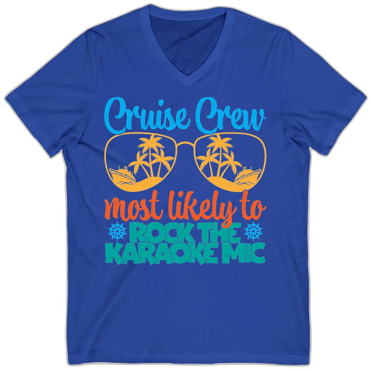 Cruise Crew Most Likely To Rock The Karaoke Mic V-Neck in True Royal