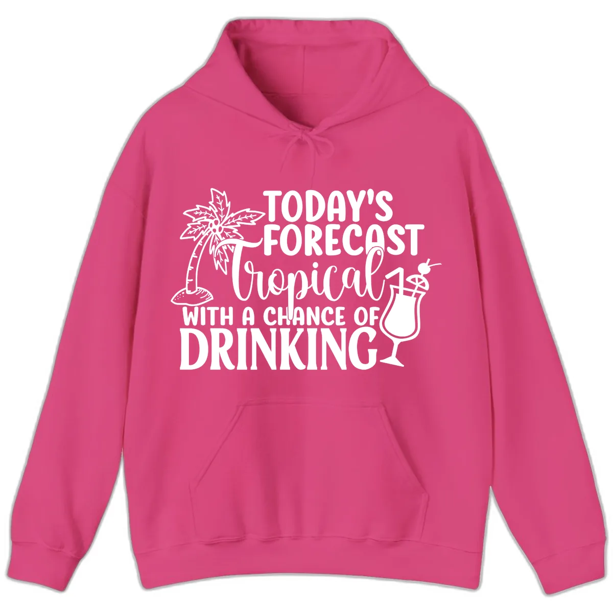 Tropical Forecast Drinking Hoodie in Heliconia