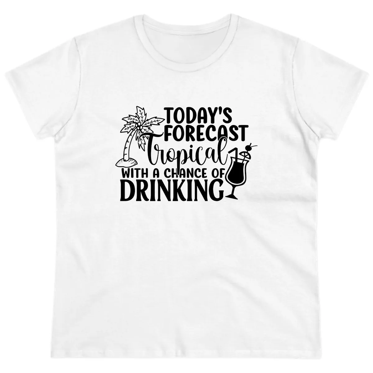 Tropical Forecast Drinking Ladies Tee in White