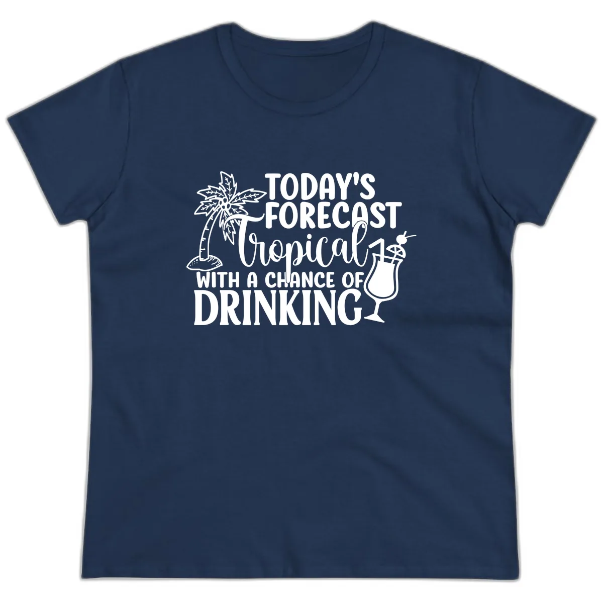 Tropical Forecast Drinking Ladies Tee in Navy