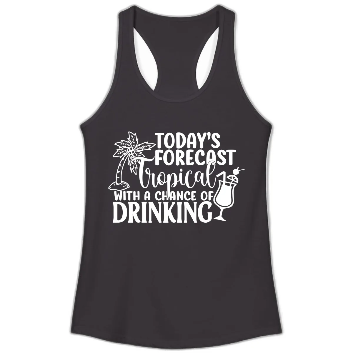 Tropical Forecast Drinking Ladies Tank in Black