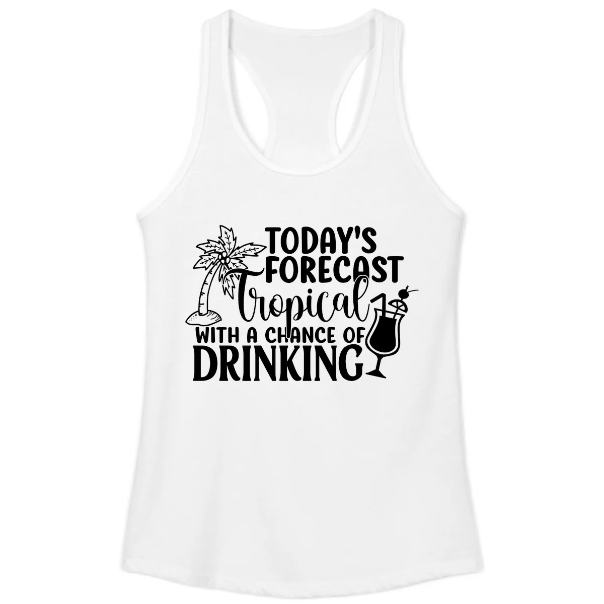 Tropical Forecast Drinking Ladies Tank in White