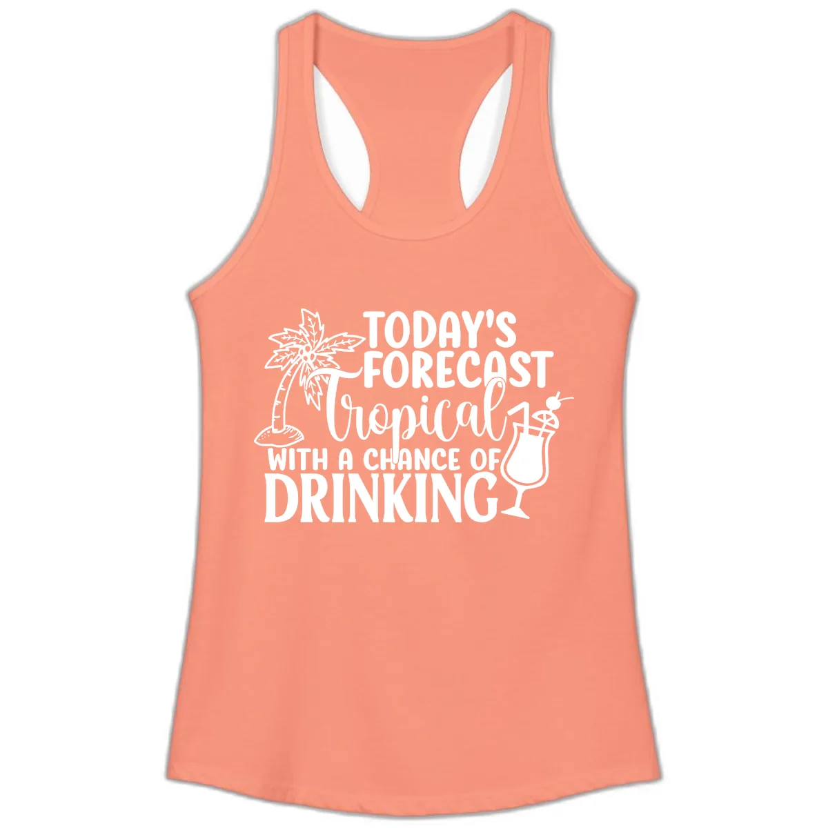 Tropical Forecast Drinking Ladies Tank in Solid Light Orange