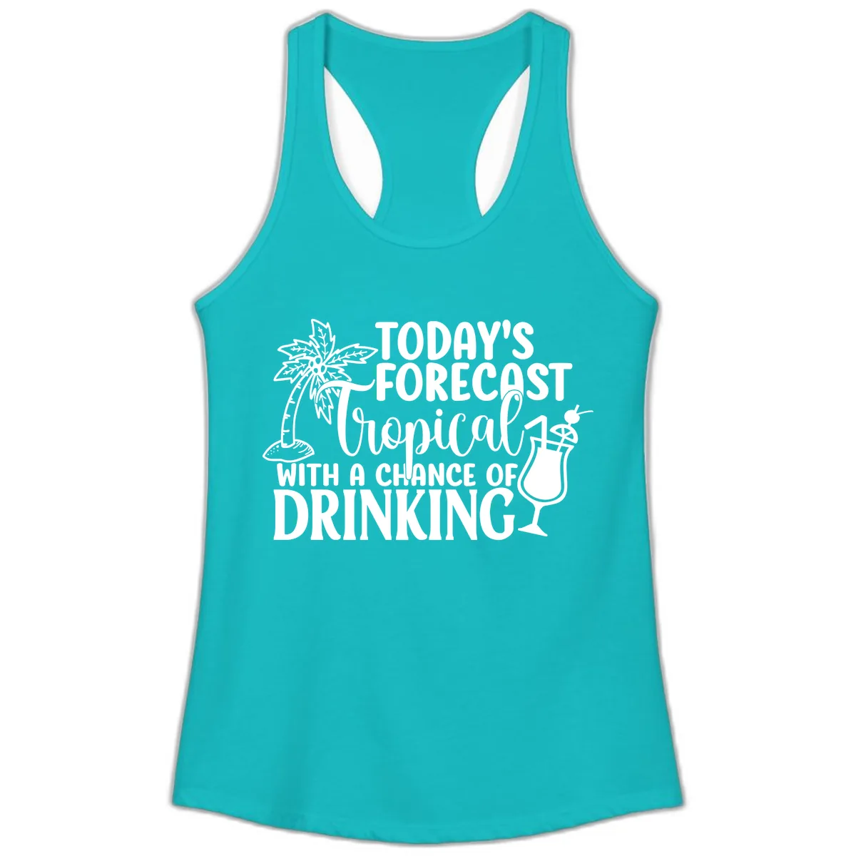 Tropical Forecast Drinking Ladies Tank in Tahiti Blue