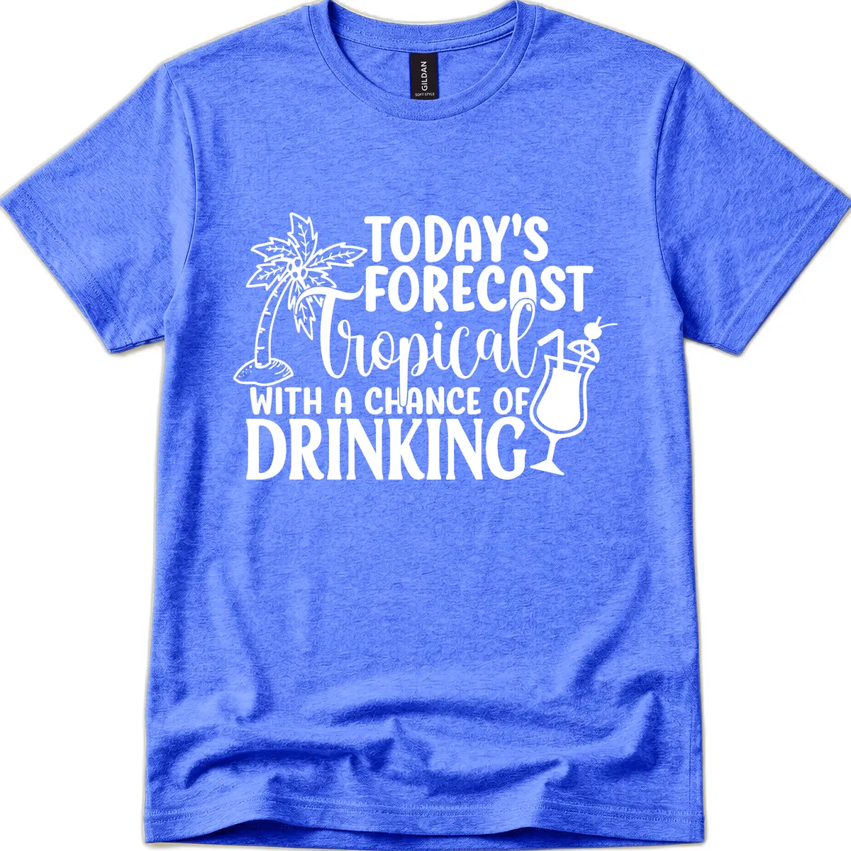 Tropical Forecast Drinking T-Shirt in Heather Royal