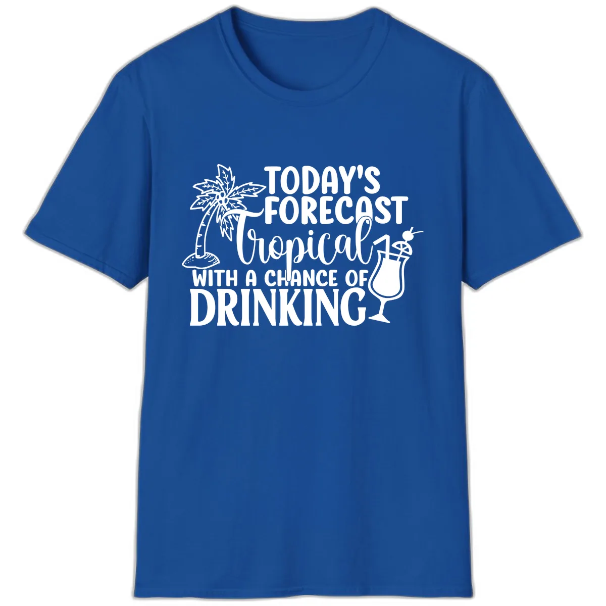 Tropical Forecast Drinking T-Shirt in Royal