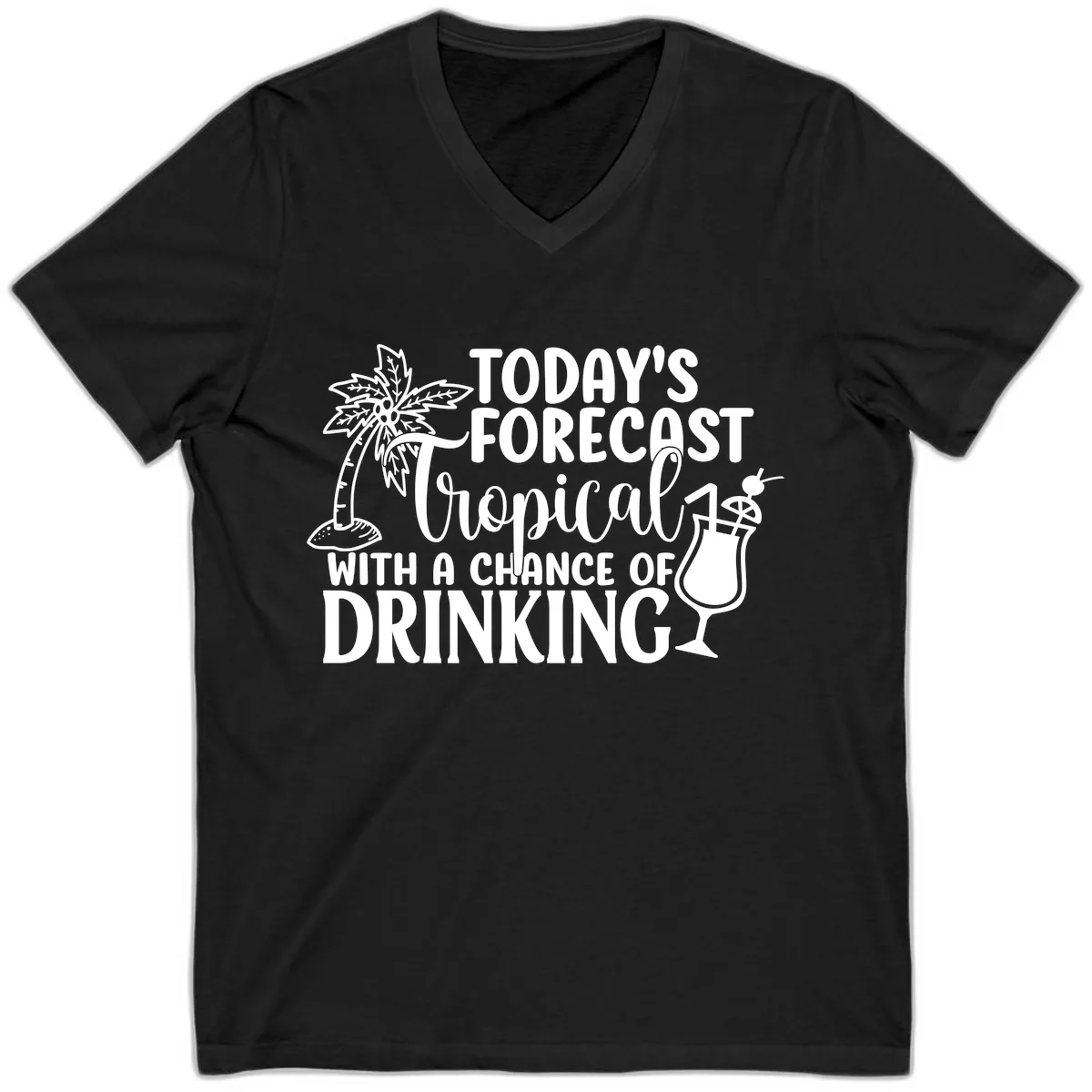 Tropical Forecast Drinking V-Neck in Black