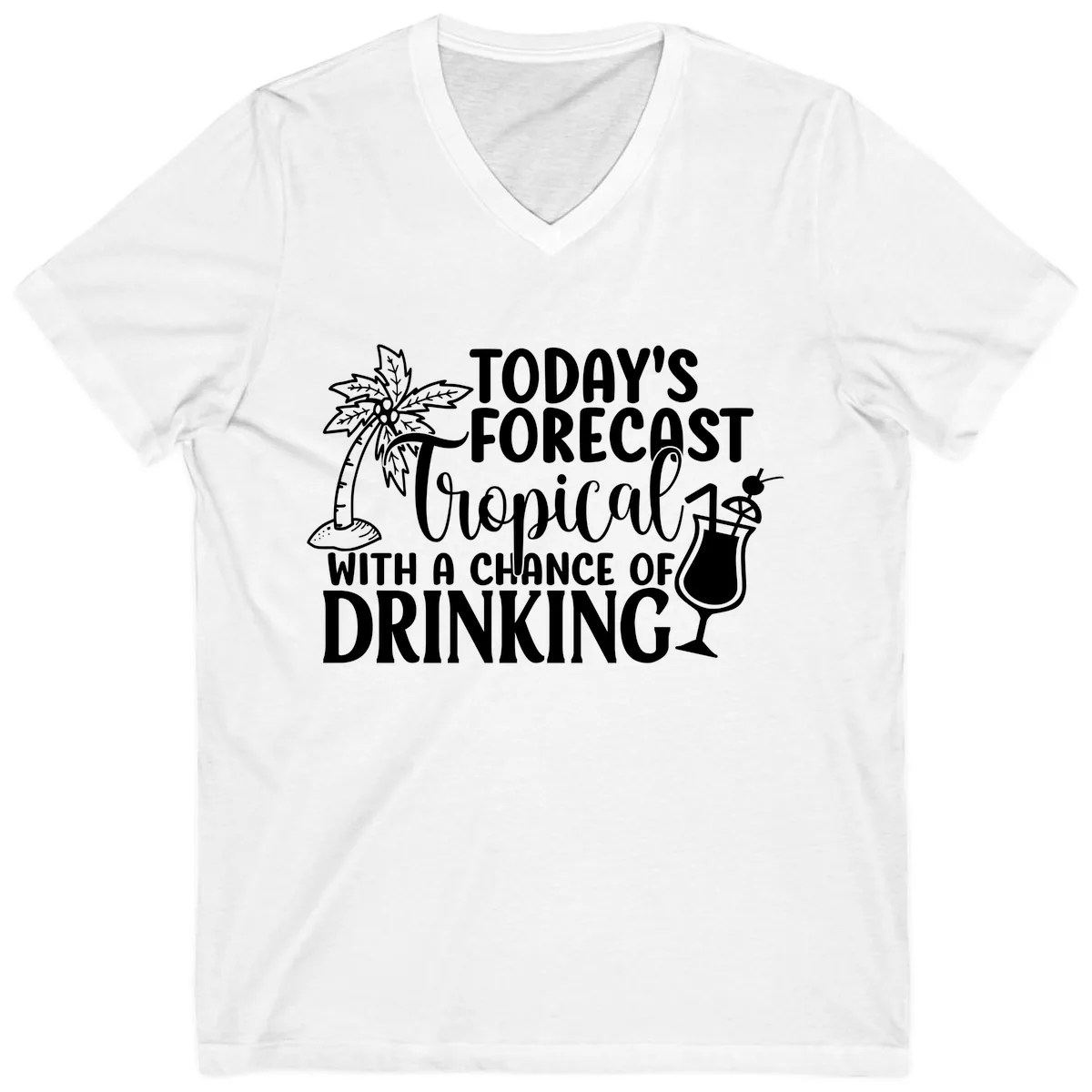 Tropical Forecast Drinking V-Neck in White