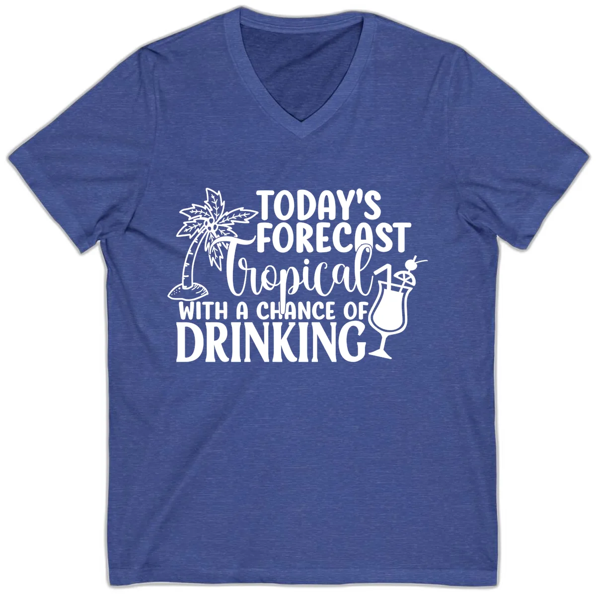 Tropical Forecast Drinking V-Neck in Heather True Royal
