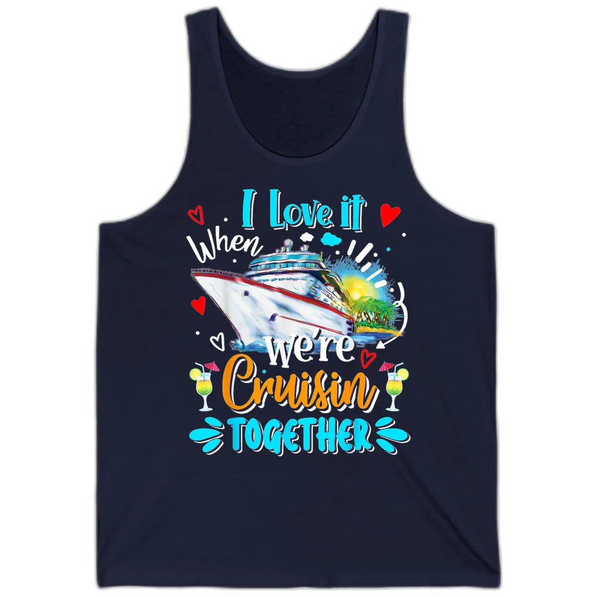 I Love It When We're Cruising Together Tank in Navy