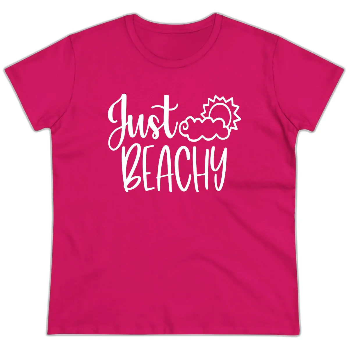 Just Beachy Ladies Tee in Heliconia