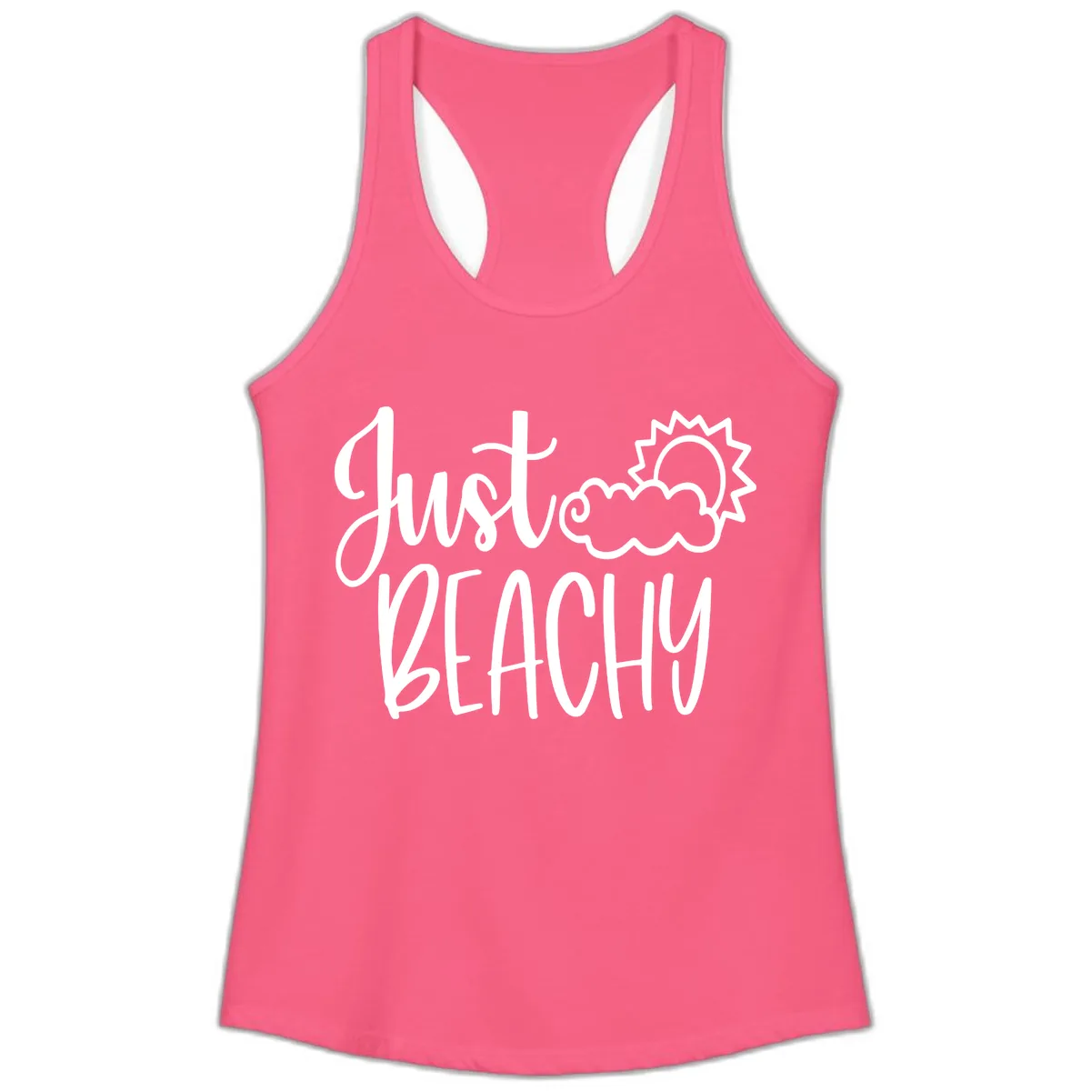 Just Beachy Ladies Tank in Solid Hot Pink