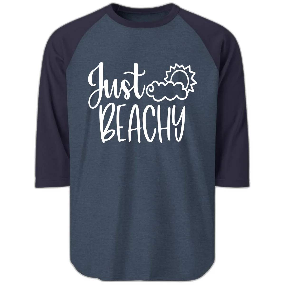 Just Beachy Raglan 3/4 in Heather Denim Navy