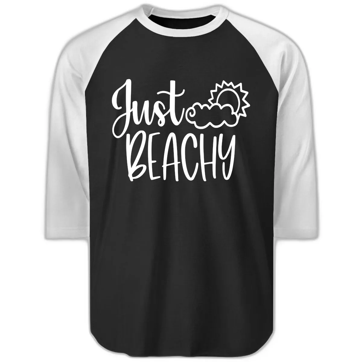 Just Beachy Raglan 3/4 in Black White