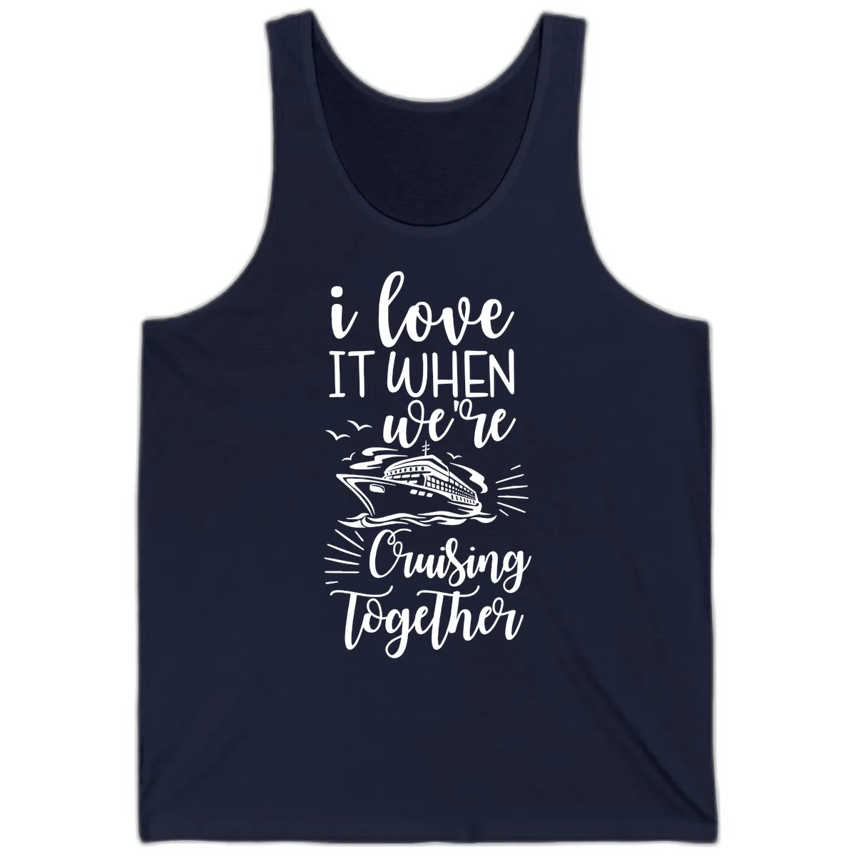 I Love It When We're Cruising Together Tank in Navy
